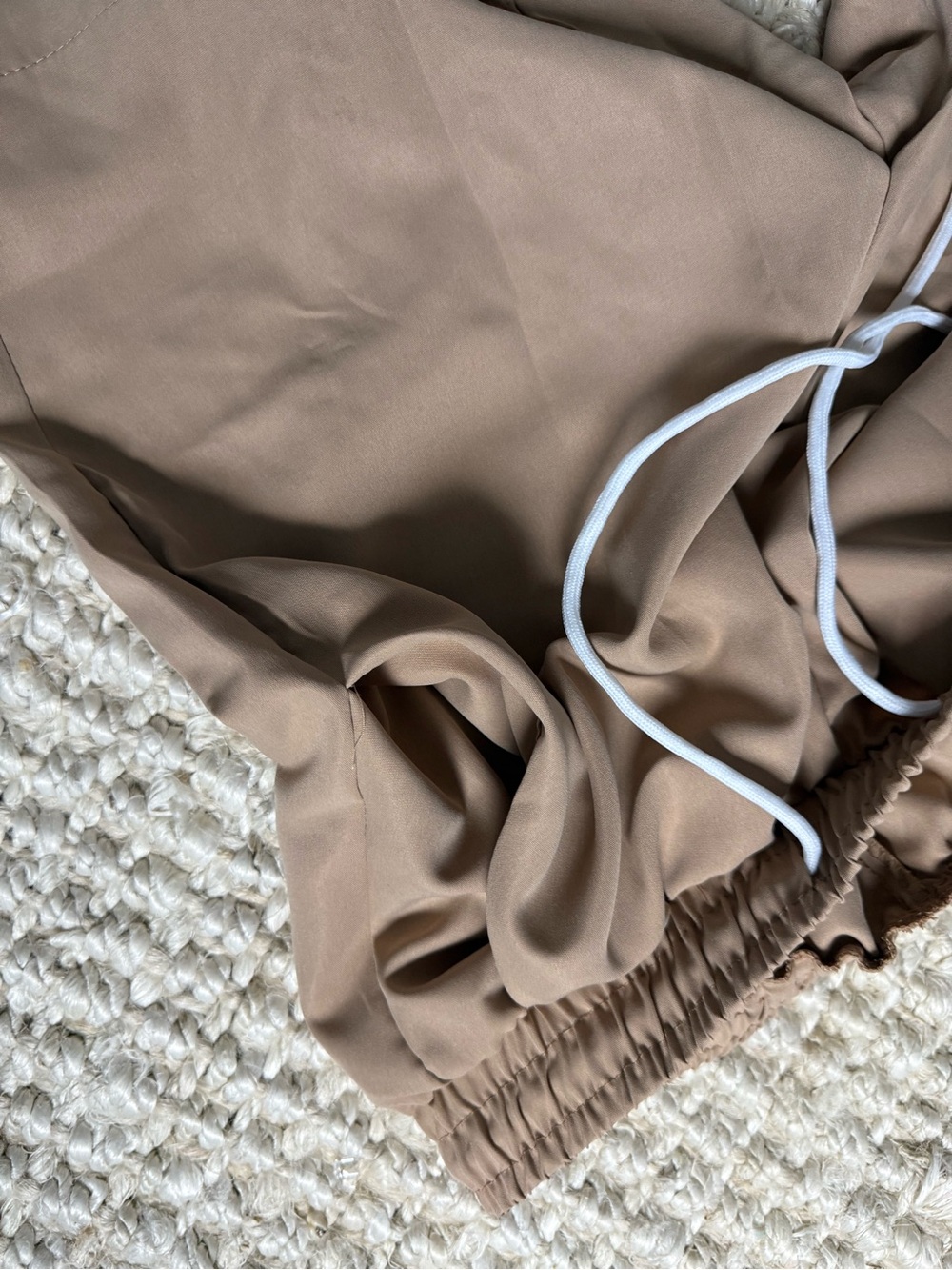 Neutral Tan Drawstring Shorts - Picture 2 of 3
